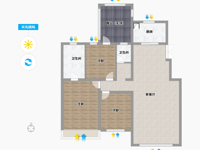 吉林省-长春市-高新君園-128.10-户型库-采光通风