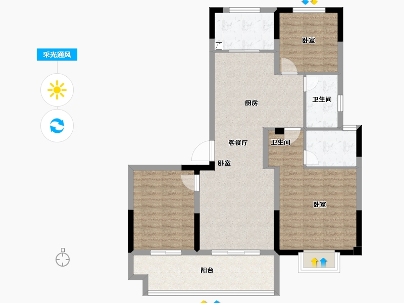 安徽省-宣城市-祥生云境-94.00-户型库-采光通风