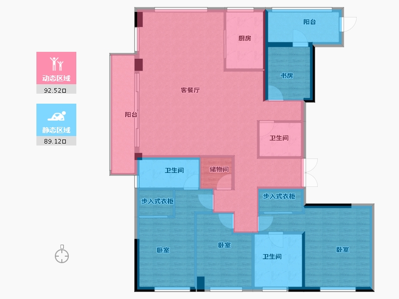 浙江省-宁波市-绿城宁波中心蘭轩-166.00-户型库-动静分区