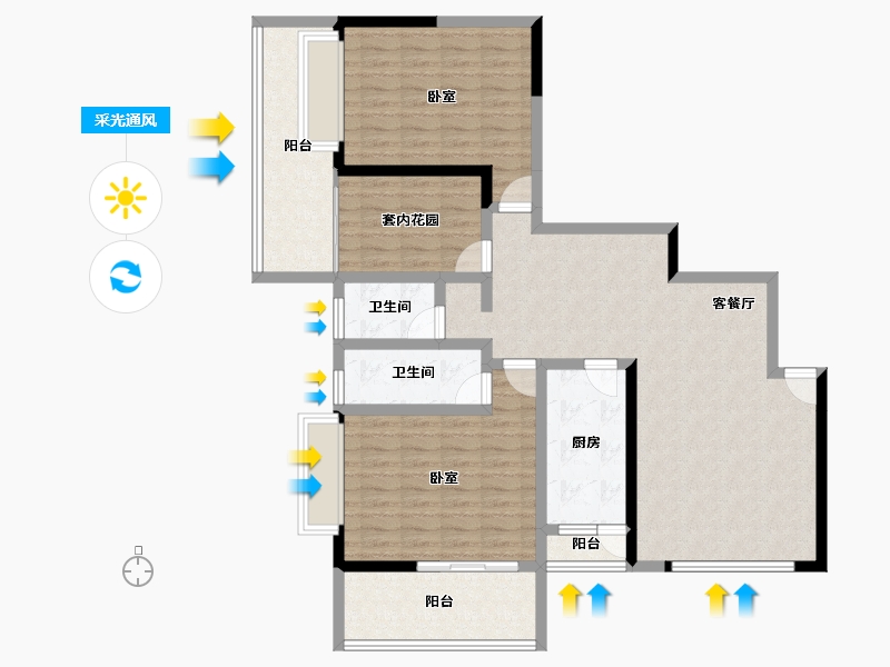 湖南省-长沙市-华韵城市海岸二期-118.81-户型库-采光通风