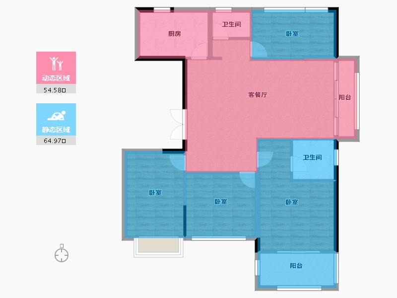 浙江省-宁波市-甬山书苑-108.98-户型库-动静分区