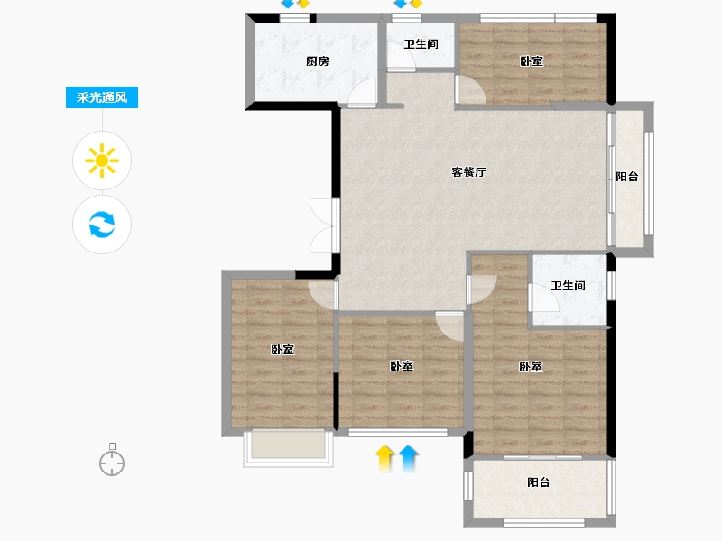 浙江省-宁波市-甬山书苑-108.98-户型库-采光通风