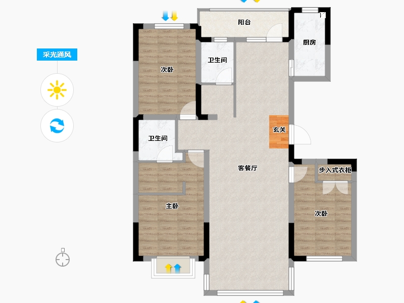 吉林省-长春市-新星宇和源四期-107.63-户型库-采光通风