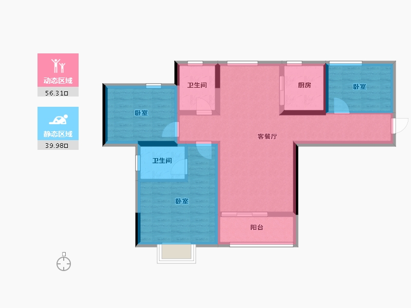 河南省-郑州市-合能枫丹新悦-85.27-户型库-动静分区