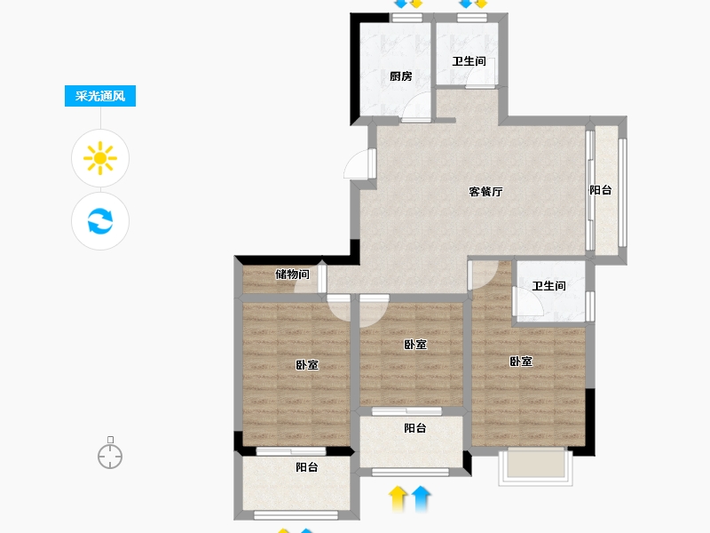 浙江省-宁波市-甬山书苑-90.00-户型库-采光通风