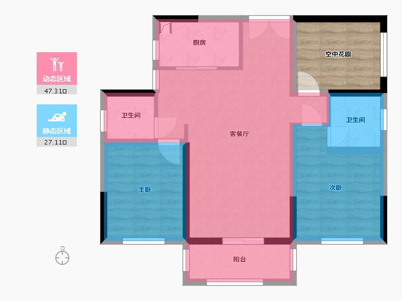 湖南省-长沙市-泰禹云开壹品·樾玺-73.62-户型库-动静分区