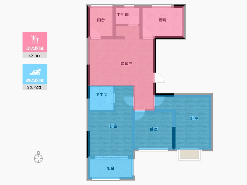 浙江省-宁波市-甬山书苑-82.00-户型库-动静分区