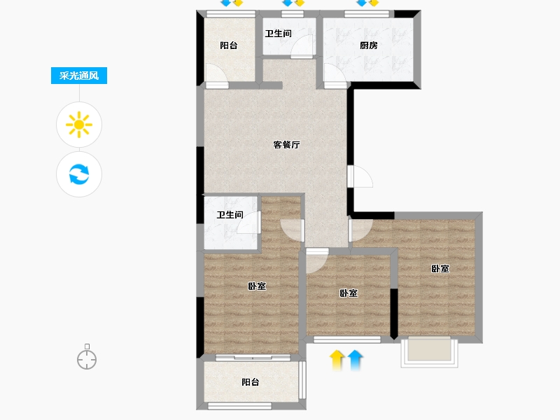 浙江省-宁波市-甬山书苑-82.00-户型库-采光通风