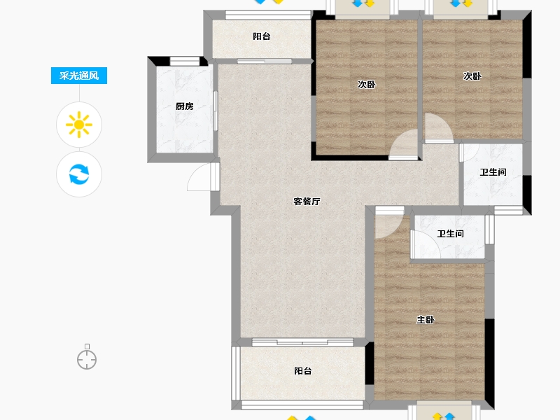 湖南省-长沙市-鲁商·星雅美辰-78.80-户型库-采光通风