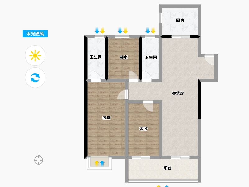 河南省-郑州市-中昂·玉棠府-97.01-户型库-采光通风