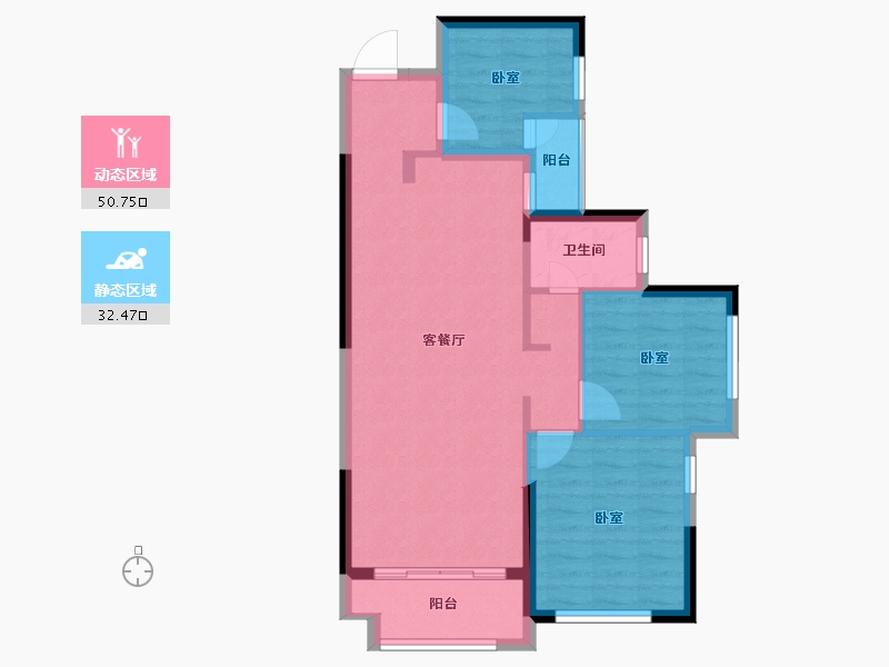 湖南省-长沙市-天元国际公寓-74.90-户型库-动静分区