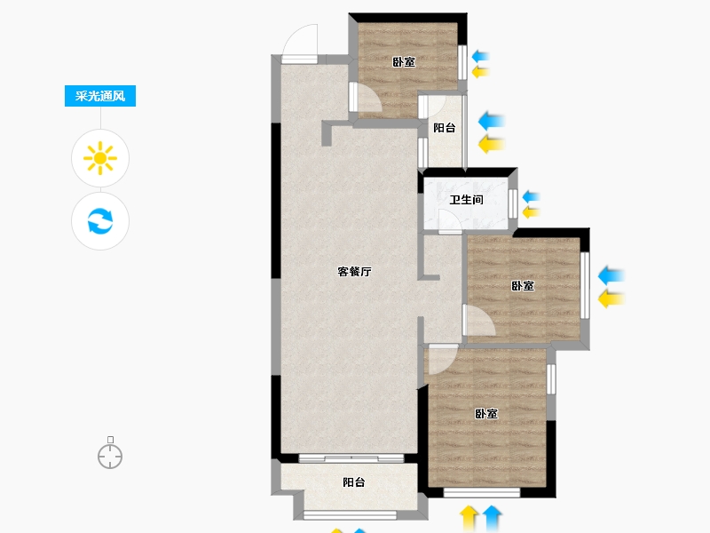 湖南省-长沙市-天元国际公寓-74.90-户型库-采光通风