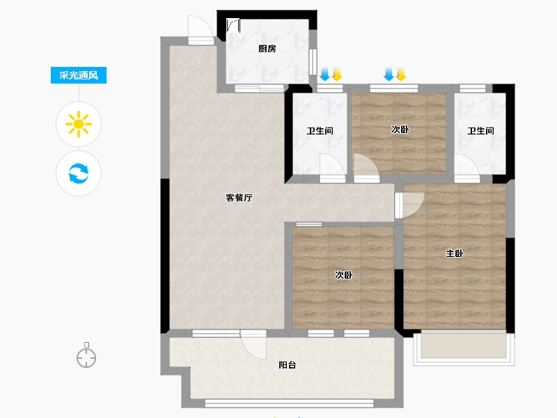 山东省-青岛市-莱西天泰城-84.00-户型库-采光通风