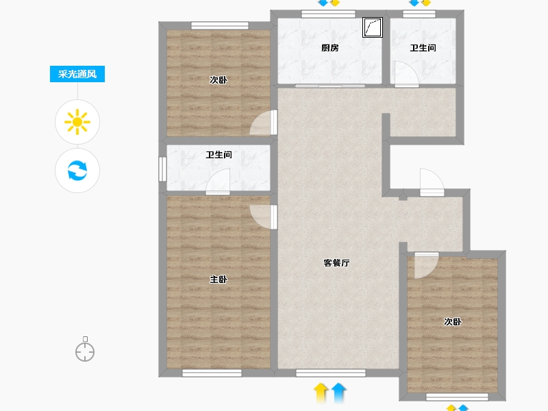 吉林省-长春市-国信净月府-102.11-户型库-采光通风