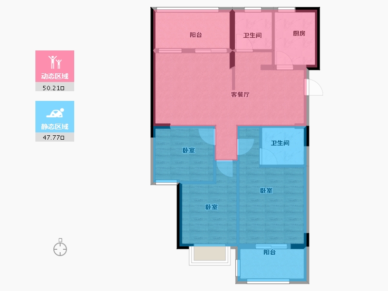 浙江省-宁波市-甬山书苑-88.00-户型库-动静分区