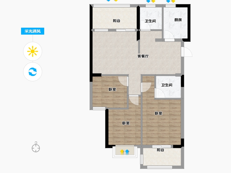 浙江省-宁波市-甬山书苑-88.00-户型库-采光通风