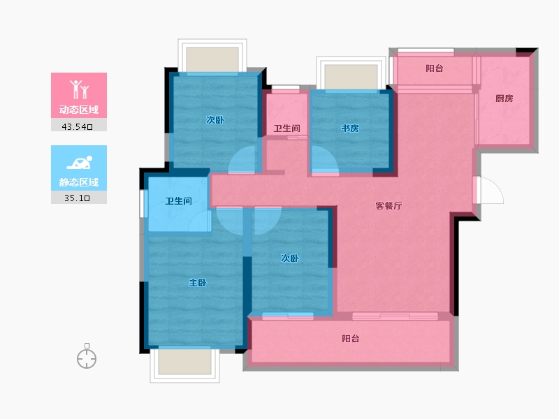 湖南省-长沙市-鲁商·星雅美辰-68.83-户型库-动静分区