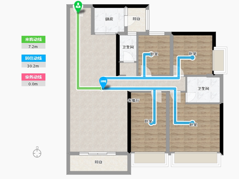 广东省-梅州市-御景蓝湾-101.32-户型库-动静线