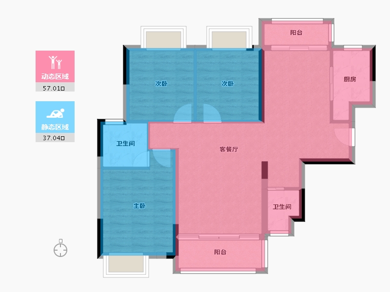 湖南省-长沙市-鲁商·星雅美辰-84.48-户型库-动静分区