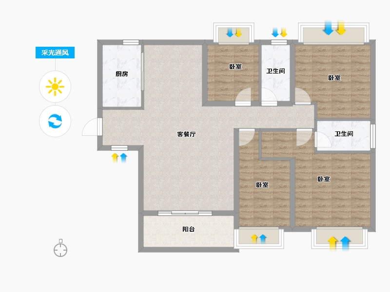 广东省-汕头市-保利和府-107.96-户型库-采光通风