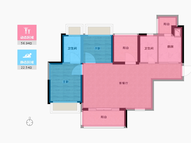 广东省-广州市-宏宇天御江畔-70.01-户型库-动静分区