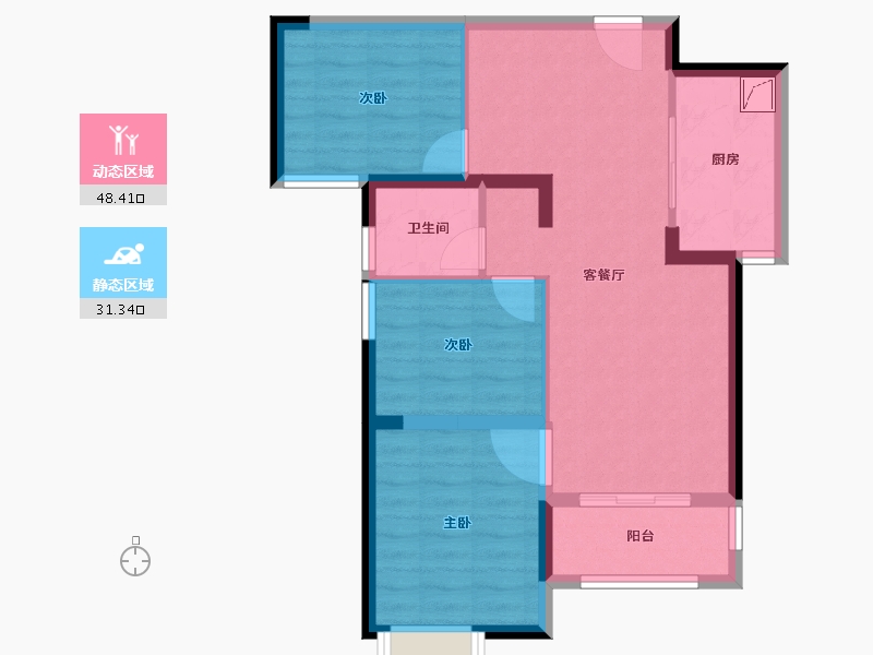 湖南省-长沙市-金地中交麓谷香颂-70.84-户型库-动静分区