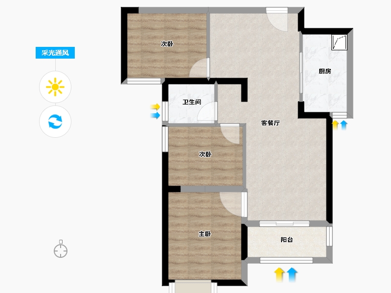 湖南省-长沙市-金地中交麓谷香颂-70.84-户型库-采光通风