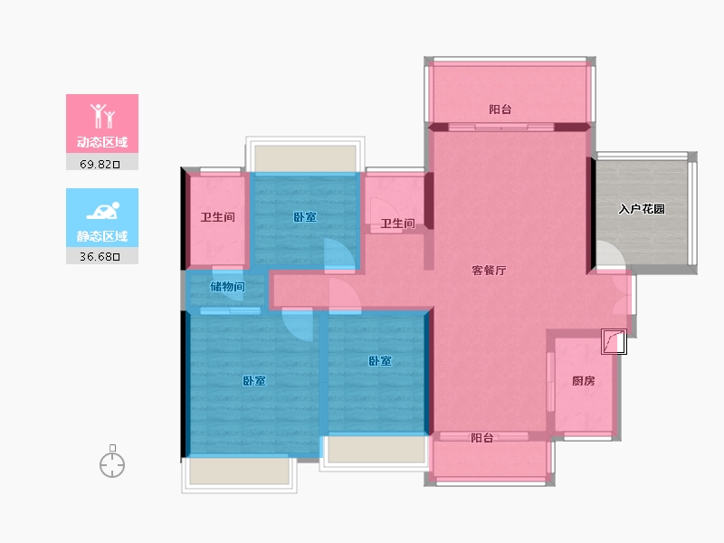 湖南省-郴州市-爱莲瓏熙府-102.00-户型库-动静分区