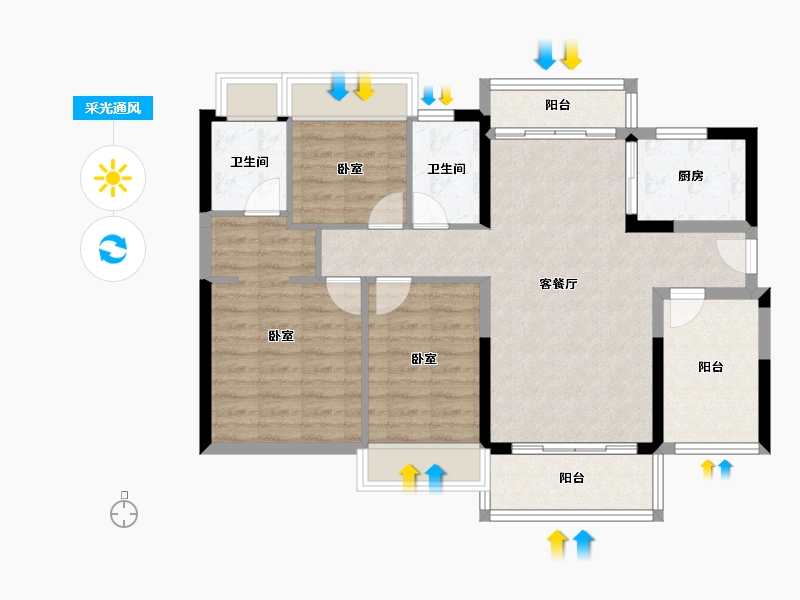 广东省-佛山市-颐安滨悦名庭-89.75-户型库-采光通风