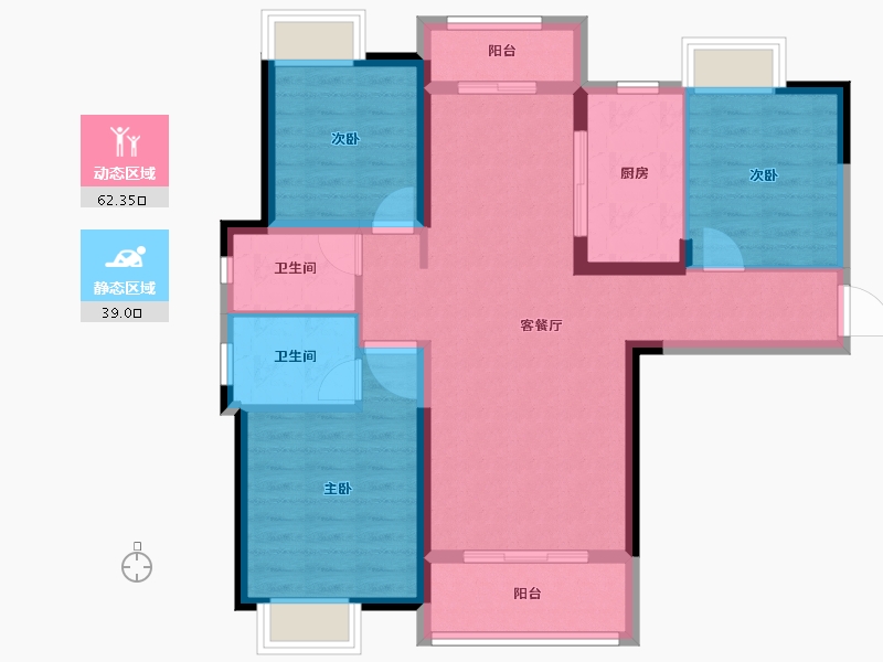 湖南省-长沙市-金地中交麓谷香颂-90.63-户型库-动静分区