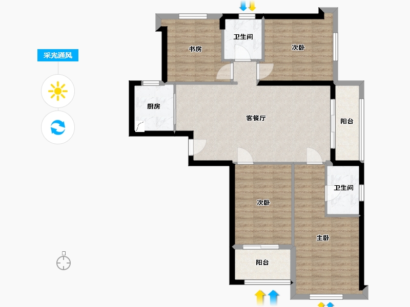 福建省-福州市-名城紫金轩-96.00-户型库-采光通风