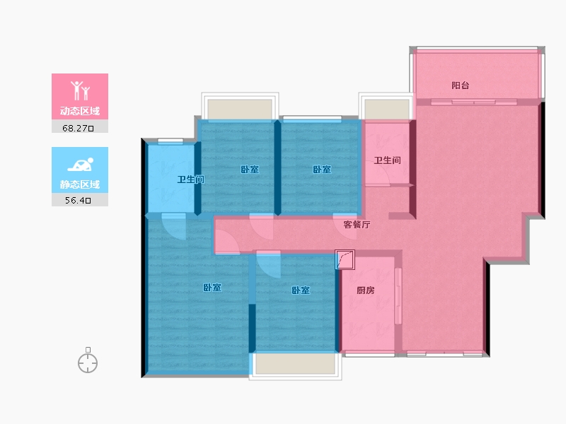 湖南省-郴州市-爱莲瓏熙府-111.01-户型库-动静分区