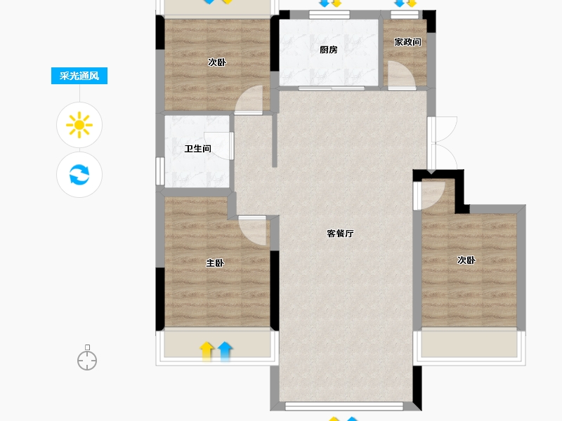 吉林省-长春市-保利时光印象-77.84-户型库-采光通风