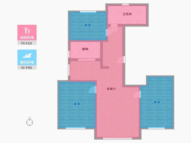 辽宁省-大连市-亿海贤府-88.00-户型库-动静分区