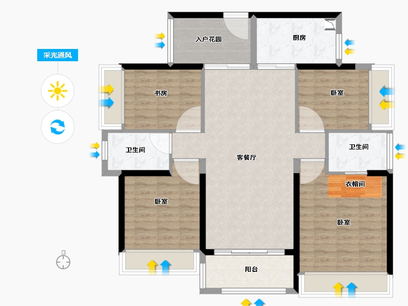 广东省-广州市-当代万国府MOMΛ-104.00-户型库-采光通风