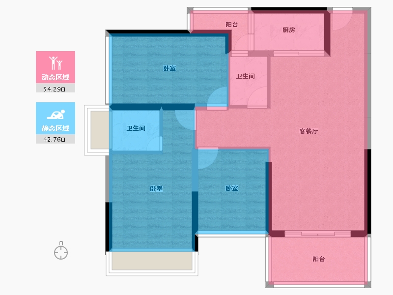 广东省-湛江市-龙溪豪庭-86.65-户型库-动静分区