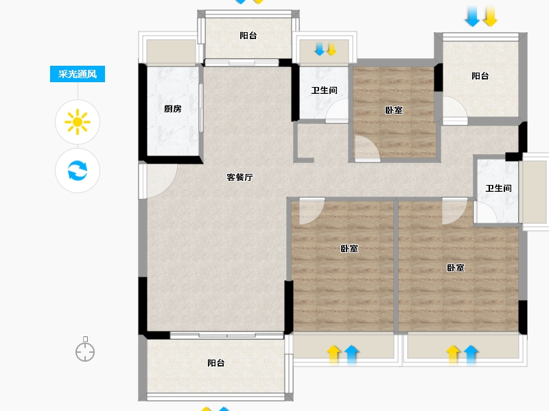 广东省-江门市-东方御璟苑-102.49-户型库-采光通风