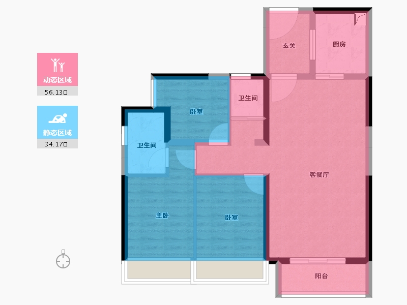 广东省-肇庆市-碧桂园合景美的阅江府-80.30-户型库-动静分区