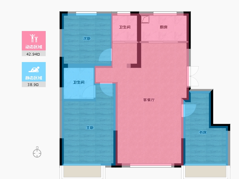 吉林省-长春市-学府桃源里-72.72-户型库-动静分区