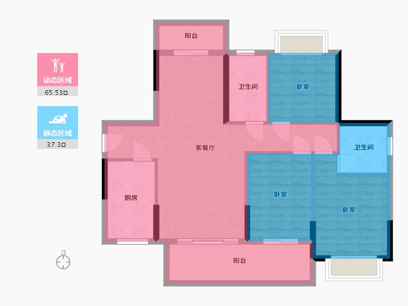 广东省-惠州市-沣盛凤凰城二期-92.35-户型库-动静分区