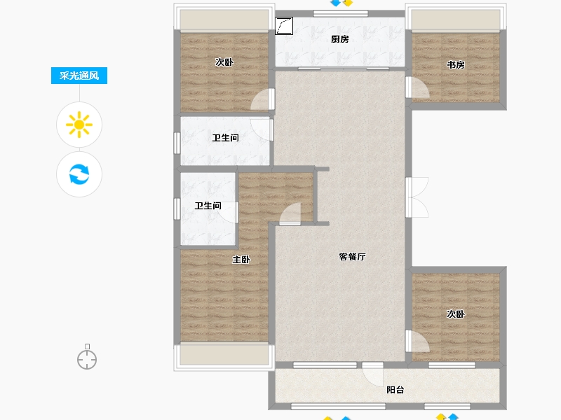 吉林省-长春市-吴中尚玲珑-125.45-户型库-采光通风