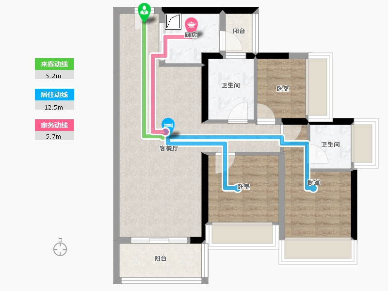 广东省-佛山市-顺德龙光玖龙府-68.00-户型库-动静线