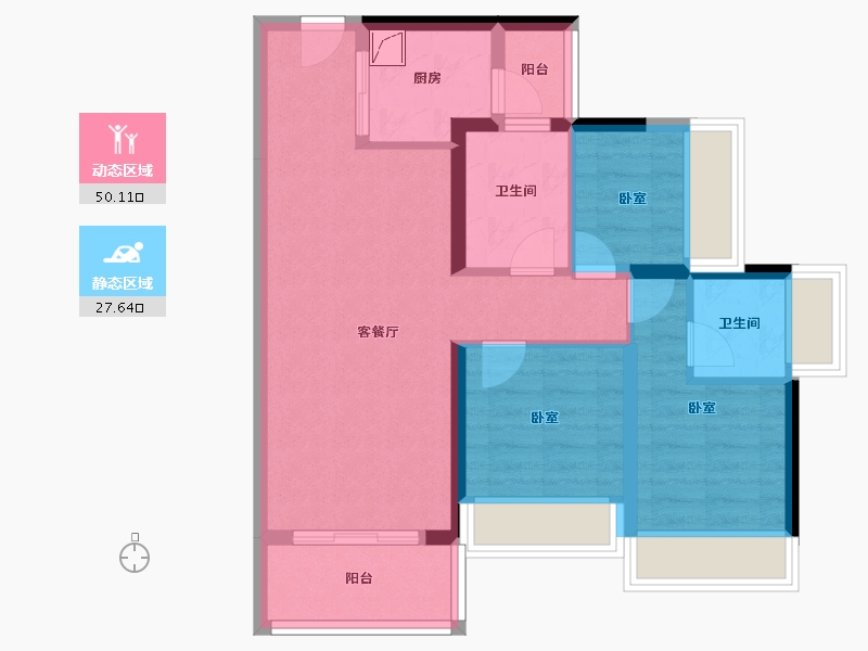 广东省-佛山市-顺德龙光玖龙府-68.00-户型库-动静分区