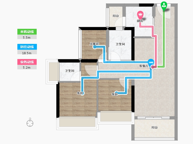 广东省-佛山市-顺德龙光玖龙府-69.92-户型库-动静线