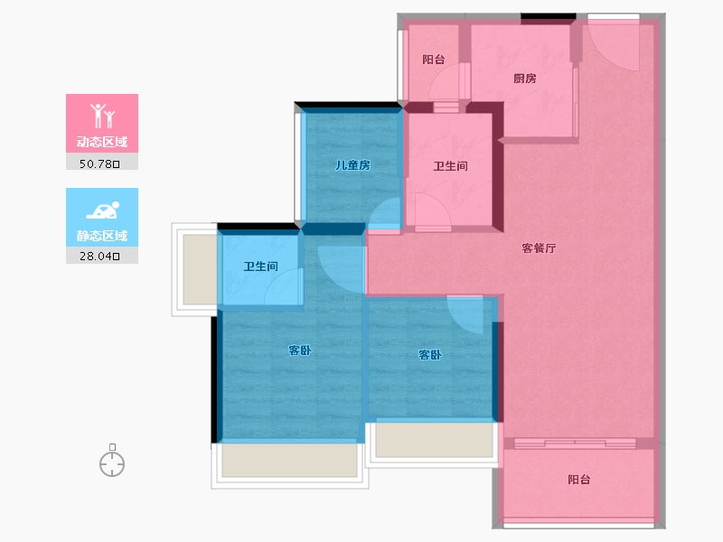 广东省-佛山市-顺德龙光玖龙府-69.92-户型库-动静分区