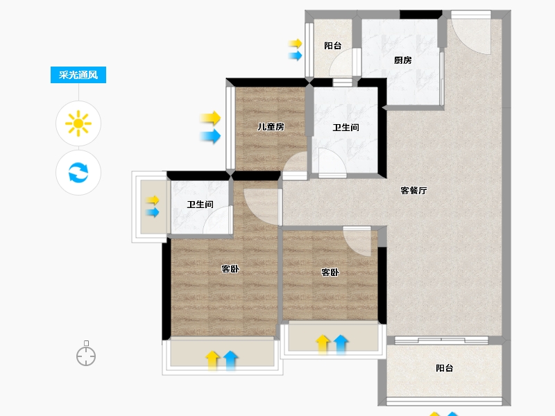 广东省-佛山市-顺德龙光玖龙府-69.92-户型库-采光通风