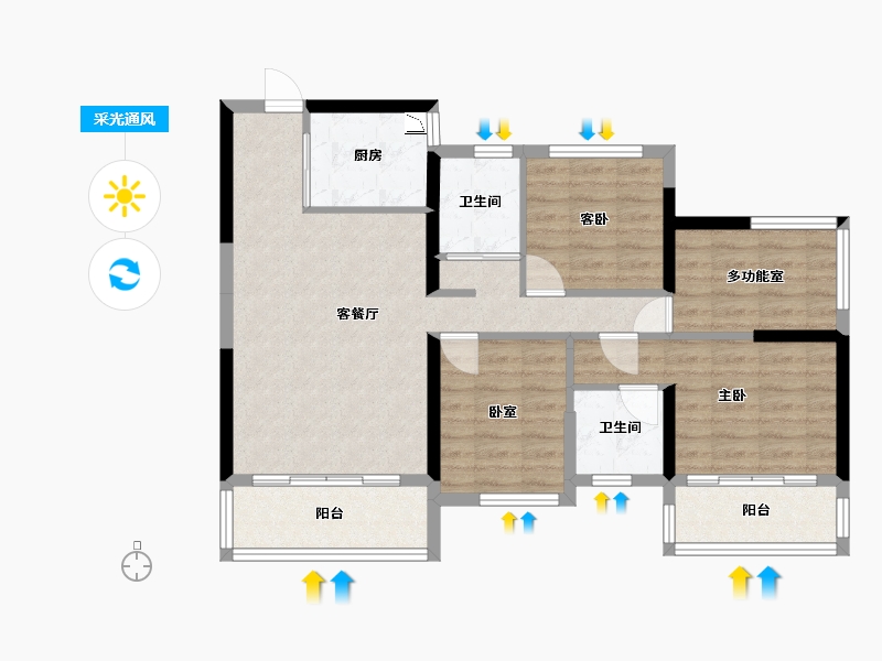 广东省-广州市-连州碧桂园天宸湾-83.70-户型库-采光通风