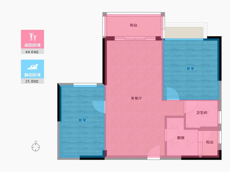 广东省-江门市-华悦·阳光里-63.85-户型库-动静分区