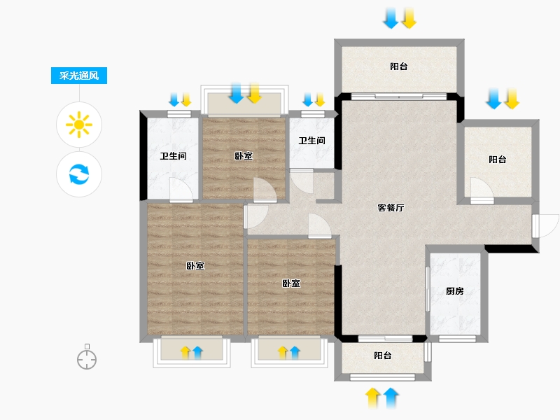 广东省-惠州市-文鼎华府-95.35-户型库-采光通风