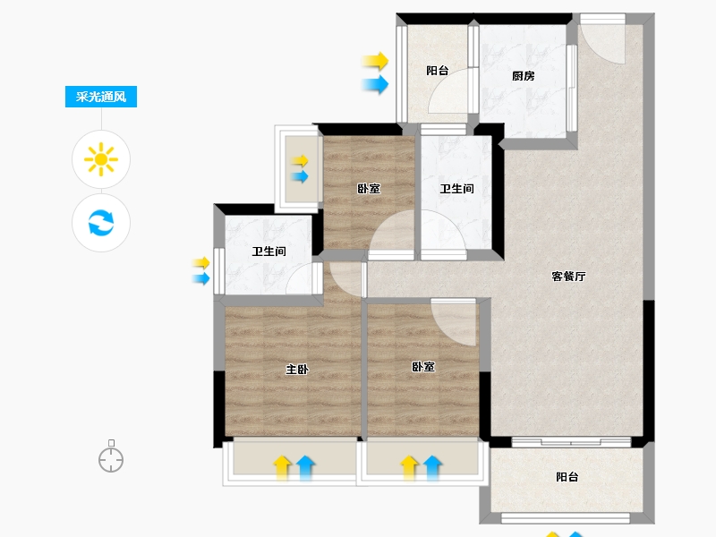 广东省-肇庆市-敏捷水映澜山-71.91-户型库-采光通风